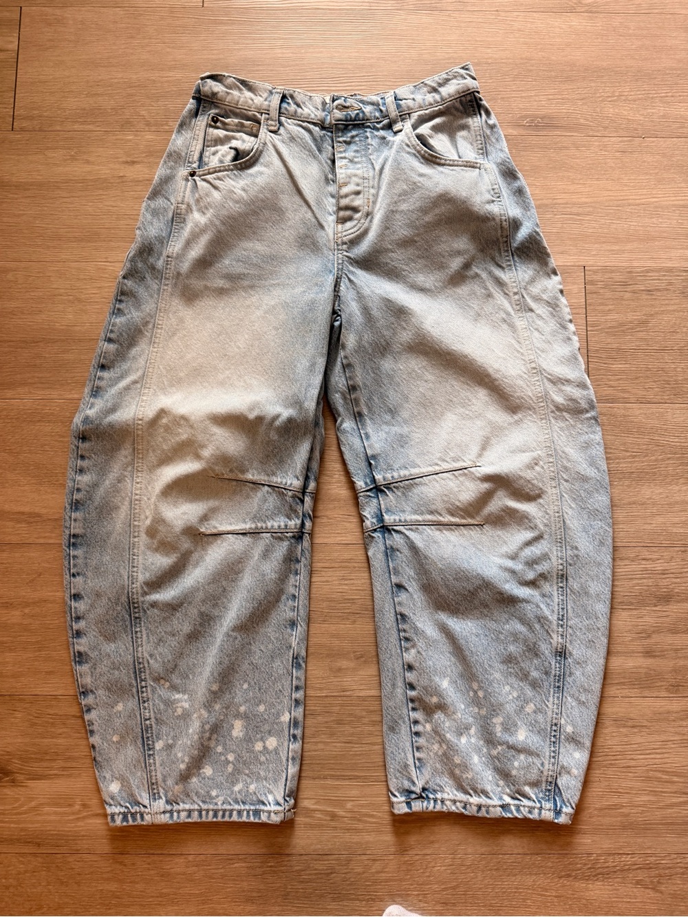 We The Free Light Wash Blue Wide BARREL Leg Flare Jeans